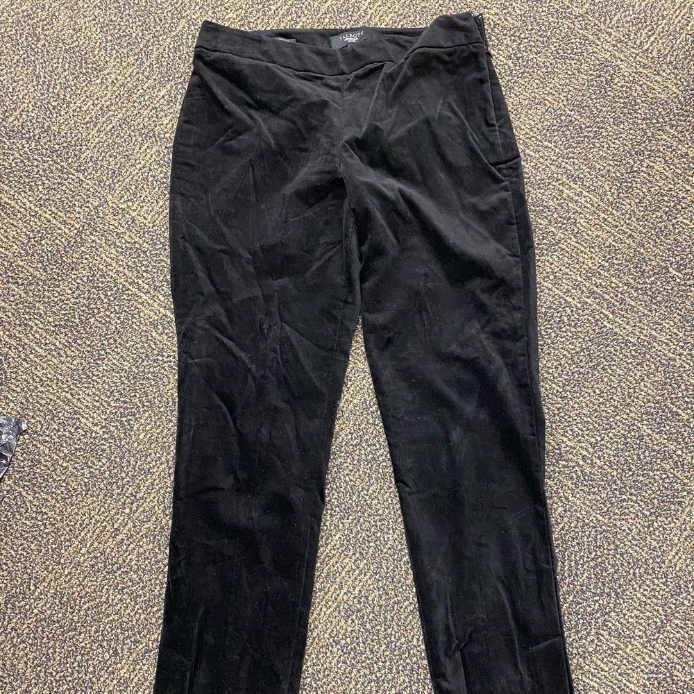 Talbots petite heritage black velveteen ankle dress pants
